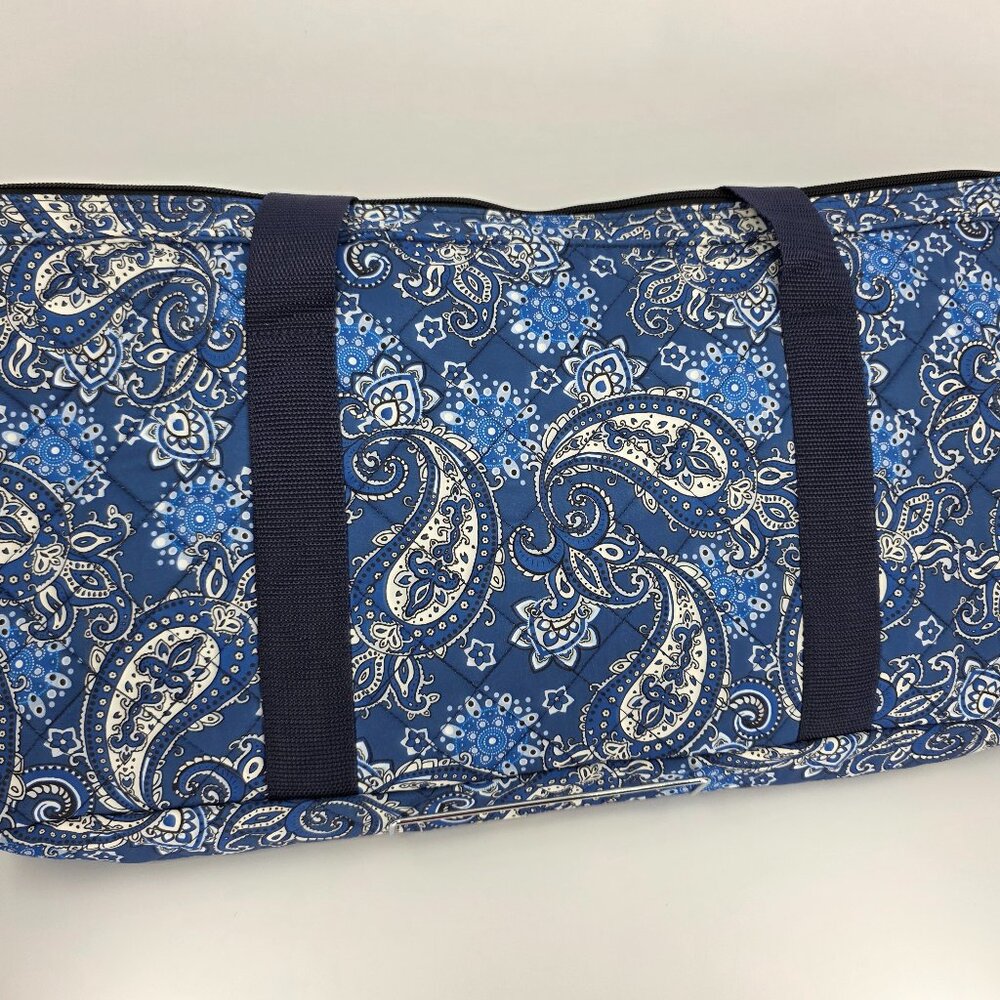 Blue Paisley Quilted Weekender Duffel Bag & Matching Travel Mat Set